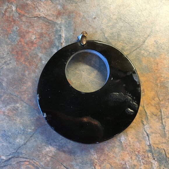 Large Abalone Shell Inlaid Tile Round Pendant - Picture 5 of 5